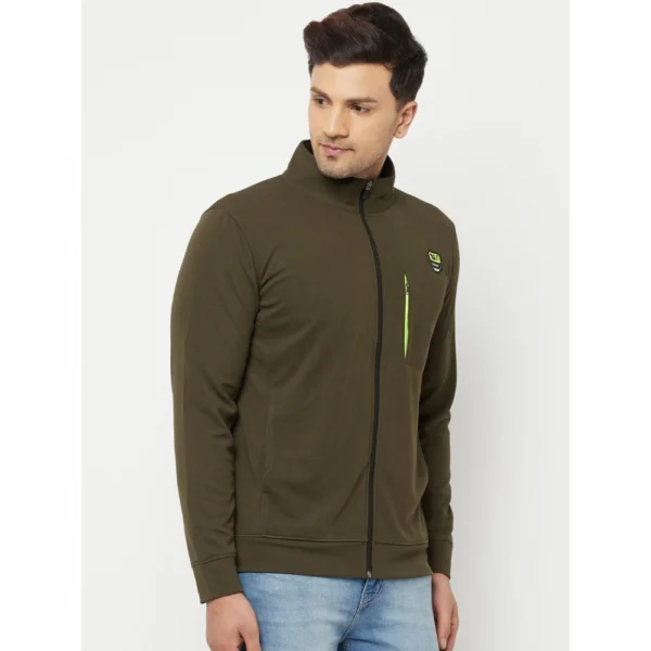 Men's Solid Polyester Full Sleeve Sports Jacket (Green)