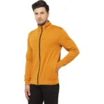 Men's Solid Lycra Blend Full Sleeve Casual Jacket (Yellow)