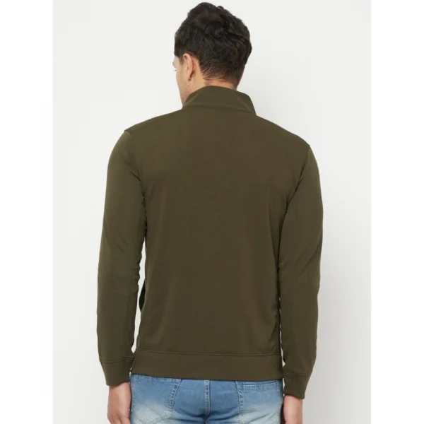 Men's Solid Polyester Full Sleeve Casual Jacket (Green)