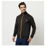 Men's Solid Lycra Blend Full Sleeve Casual Jacket (Black)