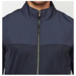 Men's Solid Lycra Blend Full Sleeve Casual Jacket (Blue)