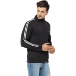 Men's Solid Lycra Blend Full Sleeve Casual Jacket (Black)