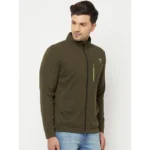 Men's Solid Polyester Full Sleeve Casual Jacket (Green)