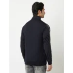 Men's Solid Lycra Blend Full Sleeve Casual Jacket (Navy-Blue)