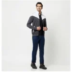 Men's Colorblock Lycra Blend Full Sleeve Casual Jacket (Grey-White)