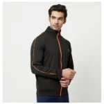 Men's Solid Lycra Blend Full Sleeve Casual Jacket (Black)