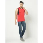 Men's Casual Polyester Printed Sleeveless Vest (Red)