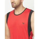 Men's Casual Polyester Printed Sleeveless Vest (Red)