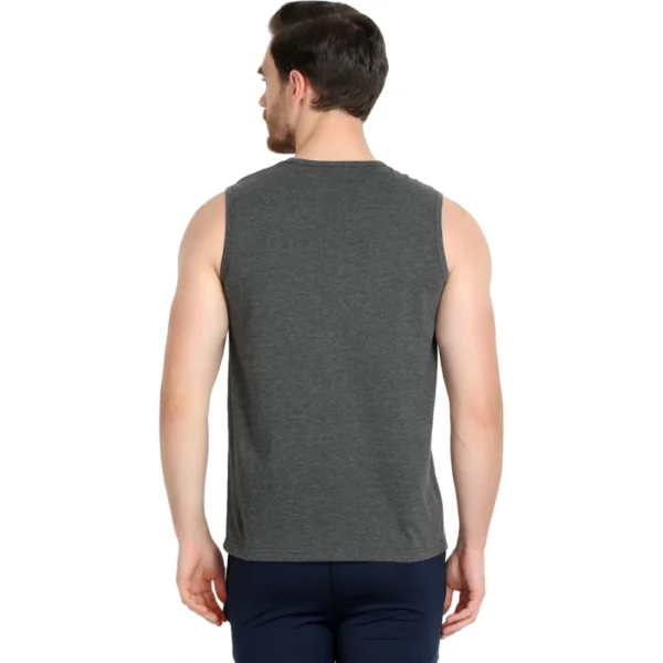 Men's Casual Cotton Blended Solid Sleeveless Vest (Grey)