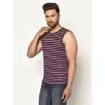 Men's Casual Cotton Blended Striped Sleeveless Vest (Pink)