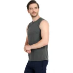 Men's Casual Cotton Blended Solid Sleeveless Vest (Grey)