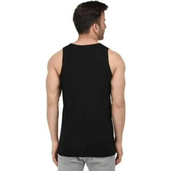 Men's Casual Cotton Blended Printed Sleeveless Vest (Black)