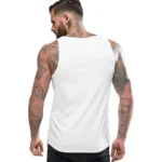 Men's Casual Cotton Blended Printed Sleeveless Vest (White)