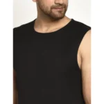 Men's Casual Cotton Blended Solid Sleeveless Vest (Black)