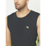 Men's Casual Polyester Printed Sleeveless Vest (Black)