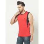 Men's Casual Polyester Printed Sleeveless Vest (Red)