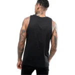 Men's Casual Cotton Blended Printed Sleeveless Vest (Black)