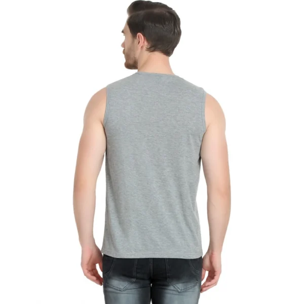 Men's Casual Cotton Blended Solid Sleeveless Vest (Grey)