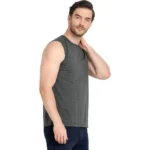 Men's Casual Cotton Blended Solid Sleeveless Vest (Grey)