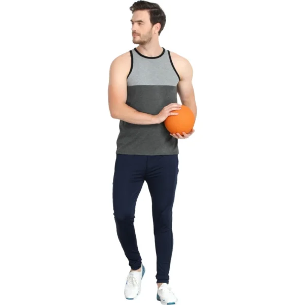 Men's Casual Cotton Blended Colorblock Sleeveless Vest (Grey)