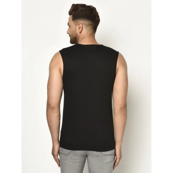 Men's Casual Cotton Blended Solid Sleeveless Vest (Black)