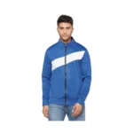 Men's Solid Polyester Full Sleeve Casual Jacket (Blue-White)