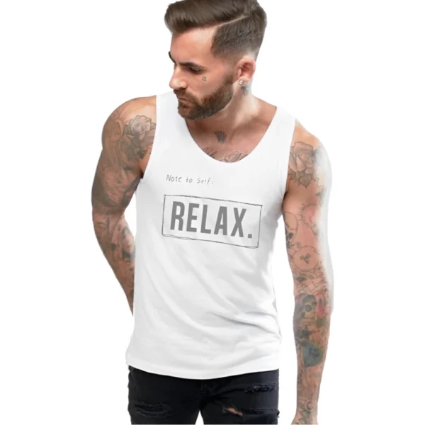 Men's Casual Cotton Blended Printed Sleeveless Vest (White)