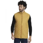 Men's Solid Polyester Sleeveless Bomber Jacket (Yellow)