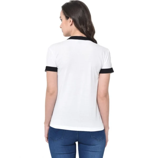 Women's Cotton Blend Solid Regular Sleeves V-Neck Regular Top (White)