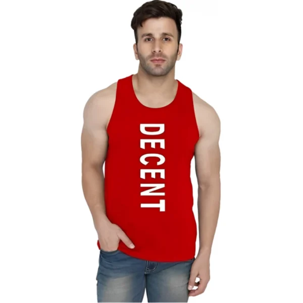 Men's Casual Cotton Blended Printed Sleeveless Vest (Red)