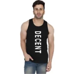 Men's Casual Cotton Blended Printed Sleeveless Vest (Black)