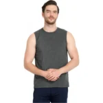 Men's Casual Cotton Blended Solid Sleeveless Vest (Grey)