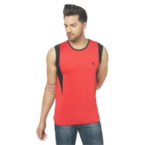 Men's Casual Polyester Printed Sleeveless Vest (Red)