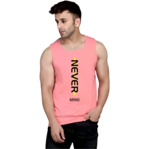 Men's Casual Cotton Blended Printed Sleeveless Vest (Pink)