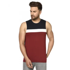 Men's Casual Cotton Blended Striped Sleeveless Vest (Multicolor)