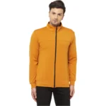 Men's Solid Lycra Blend Full Sleeve Casual Jacket (Yellow)