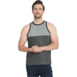 Men's Casual Cotton Blended Colorblock Sleeveless Vest (Grey)