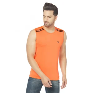 Men's Casual Polyester Printed Sleeveless Vest (Orange)