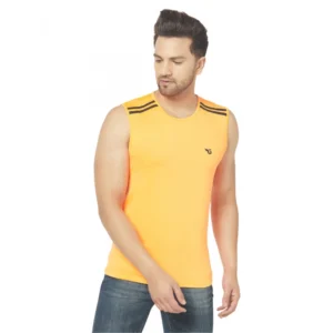 Men's Casual Polyester Printed Sleeveless Vest (Yellow)