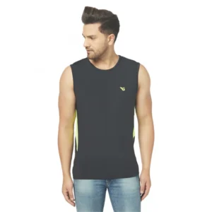 Men's Casual Polyester Printed Sleeveless Vest (Black)