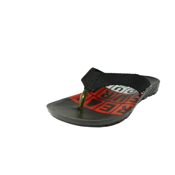 Men's Polyurethane Printed Slip-on Slipper (Black)