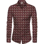 Men's Casual Floral Printed Cotton Blend Unstitched Shirt Fabric 1.6 Mtrs (Maroon)