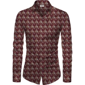 Men's Casual Floral Printed Cotton Blend Unstitched Shirt Fabric 1.6 Mtrs (Maroon)