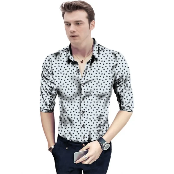 Men's Casual Floral Printed Cotton Blend Unstitched Shirt Fabric 1.6 Mtrs (White)