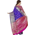 Women's Jacquard Woven Saree With Unstitched Blouse 5.5Mtr (Blue)