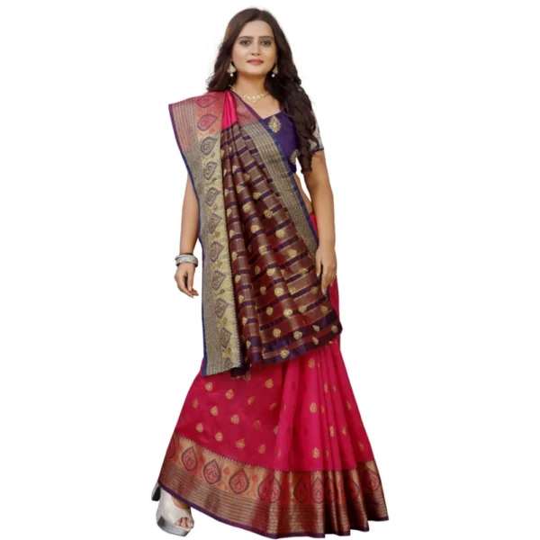 Women's Silk Blend Woven Saree With Unstitched Blouse 5.5Mtr (Multicolor)