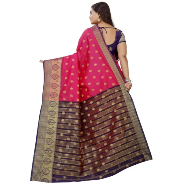 Women's Silk Blend Woven Saree With Unstitched Blouse 5.5Mtr (Multicolor)