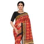 Women's Georgette Floral Print Saree With Unstitched Blouse 5.5Mtr (Red)