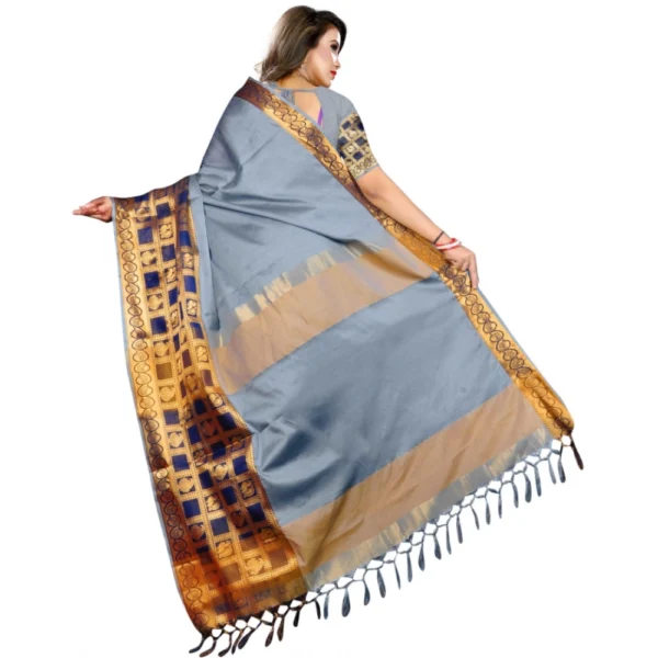 Women's Jacquard Woven Saree With Unstitched Blouse 5.5Mtr (Light Blue)