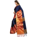 Women's Jacquard Woven Saree With Unstitched Blouse 5.5Mtr (Blue)